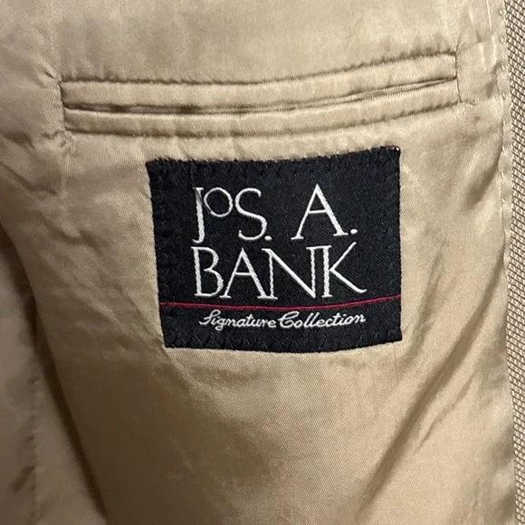 Jos A Bank Sport Coat 48L Tan Wool Birdseye Blazer Jacket Signature Classic